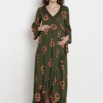Green Printed Maxi Pregnant Outfit